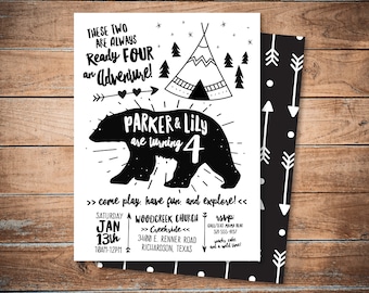 Wilderness Adventure Invitation {PRINTABLE} // Twins // Birthday // Baby Shower // Explore // Wild & Free