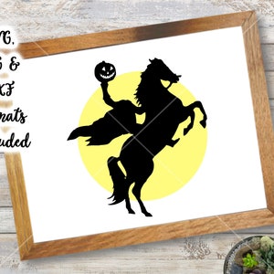 Headless Horseman Moonlight SVG Ichabod Crane Halloween svg Zucca Jack O Lantern Spettrale