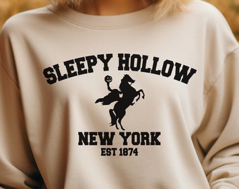 Sleepy Hollow Headless Horseman Halloween SVG File Design Spooky College Sweatshirt Font School Spirit Ghost Design New York