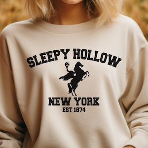 Sleepy Hollow Headless Horseman Halloween SVG File Design Spooky College Sweatshirt Font School Spirit Ghost Design New York