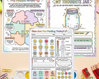 Kids Feelings Worksheets Bundle | Therapy Feelings Journal Activity | Emotional Regulation for Children | Counseling SEL Worksheets
