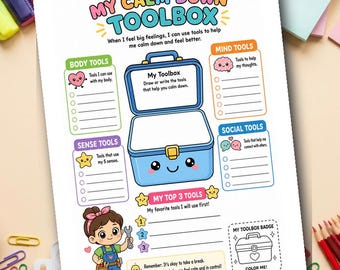 My Calm Down Toolbox | Emotional Regulation Worksheet for Kids | Coping Skills | SEL Grades 1-3
