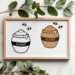 Hunny Pot SVG with Buzzing Bumble Bees - SVG Bundle Pack Honey Pot and Honey Bees svg - Classic Winnie the Pooh Clipart