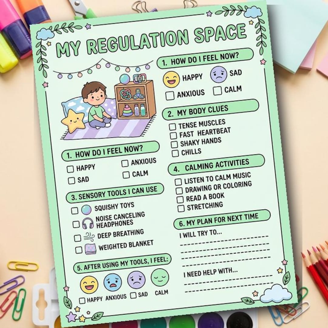 My Regulation Space Worksheet | Kids Sensory Regulation Activity | SEL ...