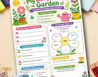 Self Esteem Worksheet for Kids | 10-Page Confidence Garden SEL Workbook | Growth Mindset Activity | School Counselor Printable | Therapy Wor