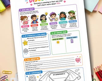 My Personality Superpower | Kids Self-Discovery Worksheet | Enneagram Style SEL | Printable | Grades 1-3