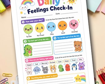 How Was My Day? Worksheet | Daily Feelings Check-In | SEL Printable for Kids | Grades 1-3