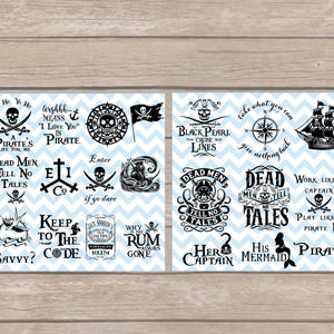 Pode incluir: Um conjunto de 16 tatuagens temporárias de piratas em preto e branco. As tatuagens incluem frases como "Dead Men Tell No Tales", "Work Like a Captain" e "Play Like a Pirate".
