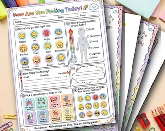 Kids Emotional Regulation Worksheets Bundle | Feelings, Coping Skills SEL Printable PDF