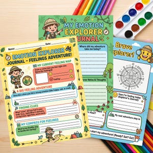 Printable Feelings Journal Kids | Emotion Regulation Worksheet | SEL Activity for Children | Big Feelings Workbook Therapist Tool Counselor