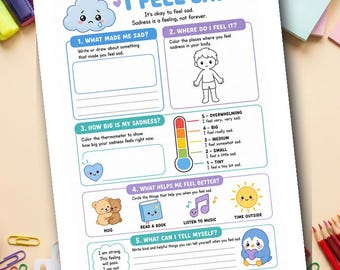 When I Feel Sad Worksheet | Sadness SEL Activity | Emotions for Kids | Grades 1-3 | Printable PDF