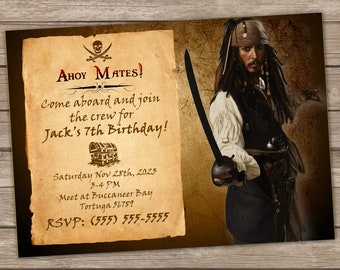 Pirate Invitation, Jack Sparrow, pirates of caribbean, Pirate Invitations, Pirate Birthday, Pirate Invite, Pirates, Captain