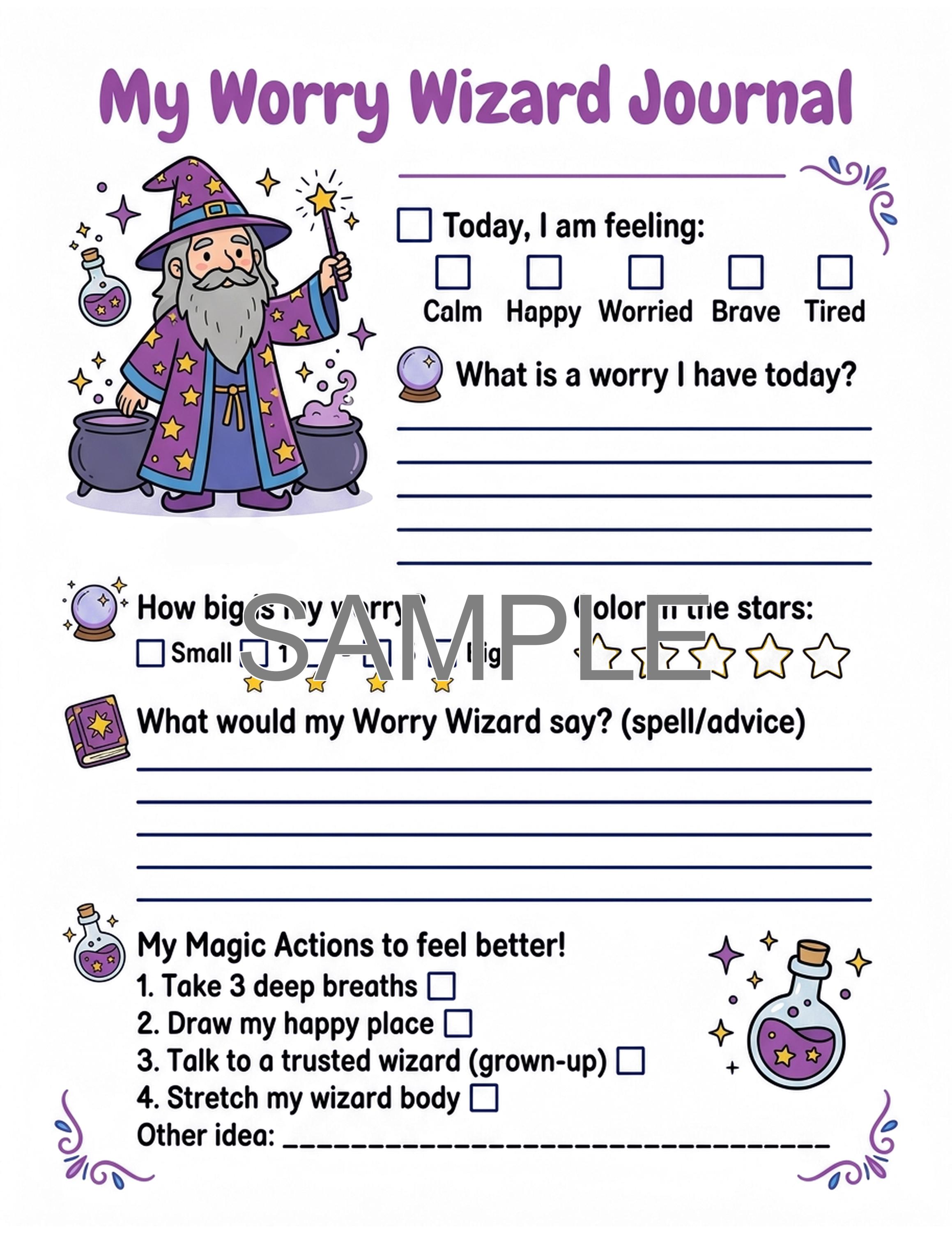 Worry Wizard | Kids Anxiety Management Worksheet | SEL Worksheet | Kids ...