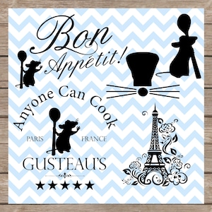 Ratatouille svg Bon Appetit Eiffeltoren SVG ontwerpen digitale downloadbundel