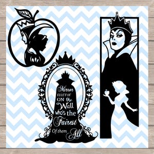 Evil Queen Snow White SVG Combo Bundle | Magic Mirror Digital Download for Crafting, DIY, Iron-On Transfers