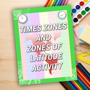 World Time Zones Worksheet | Time Zone Map, Time Conversion, Longitude | Geography Quiz & Map Skills | International Travel Math Exit Ticket