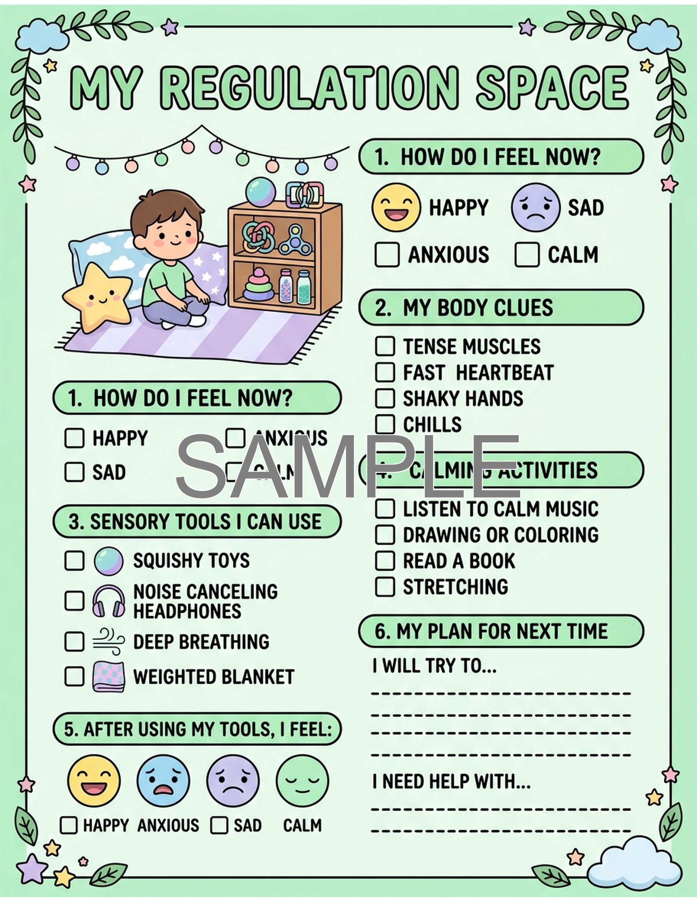My Regulation Space Worksheet | Kids Sensory Regulation Activity | SEL ...