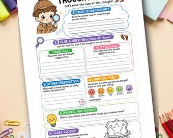 Think It Check It! CBT Worksheet for Kids | Cognitive Behavioral Therapy Printable | SEL | Grades 1-3