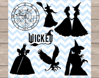 Wicked SVG Bundle Pack Silhouettes | Glinda SVG | Wicked Witch SVG | Silhouette Pack
