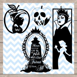 Evil Queen Snow White & Magic Mirror SVG Combo Bundle | Poison Apple and Magic Mirror Bundle Pack