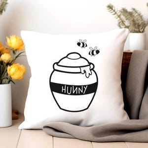 Hunny Pot SVG with Buzzing Bumble Bees, Honey Pot and Honeycomb Clipart, Honey Dripping Classic Winnie the