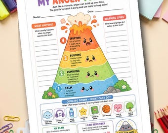 Anger Volcano Worksheet | Anger Management for Kids | SEL Printable | Grades 1-3 | Feelings Activity