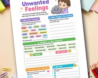 What To Do With Unwanted Feelings | Emotional Regulation Worksheet for Kids | SEL Printable | Grades 1-3