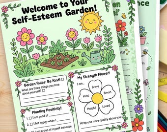 Self-Esteem Garden Worksheet | Kids Confidence Building Activity | SEL Printable | Positive Affirmation for Kids