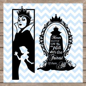 Evil Queen Snow White & Magic Mirror SVG Combo Bundle | Digital Download for Crafting Projects, DIY, and Iron-On Transfers