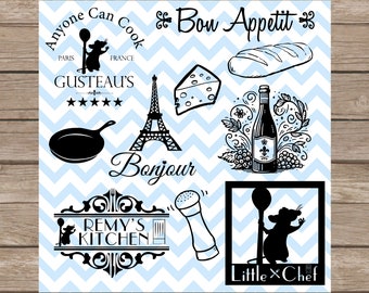 Ratatouille svg French Paris Little Chef svg Paris French Cuisine SVG Bundle Kitchen Decor SVG and PNG File