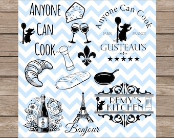 Ratatouille svg Remy French Cooking svg Croissant Paris French Cuisine SVG Bundle Anyone Can Cook SVG and PNG File