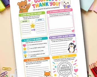 Goodbye to My Therapist Worksheet | Therapy Termination Activity for Kids | SEL Printable | Grades 1-3
