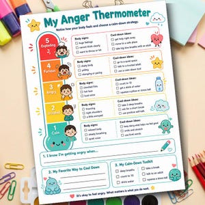Anger Triggers Worksheet for Kids | Behavior Intervention Printable | IEP Goals Anger Management Feelings Scale