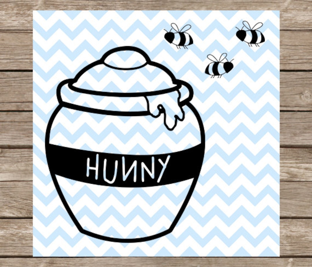 Hunny Pot SVG With Buzzing Bumble Bees Honey Pot and Honey Bees Svg  Honeycomb and Honey Dripping Classic Winnie the Pooh Clipart 