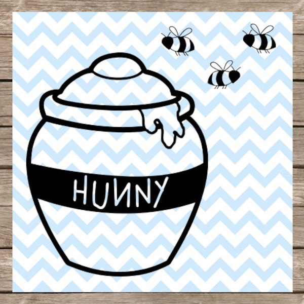 Hunny Pot SVG with Buzzing Bumble Bees - Honey Pot and Honey Bees svg - Honeycomb and Honey Dripping Classic Winnie the Pooh Clipart