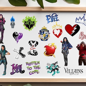 Descendants Clip Art PNG Collection - Instant Digital Download for Cricut Crafting, Scrapbooking, Mal, Evie, Isle of the Lost, Auradon Prep