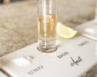 Tequila shot base - uno dos tres - Unique wedding party gift (glass not included)