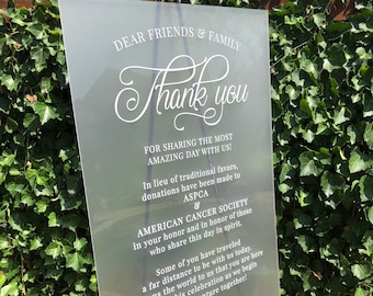 acrylic welcome signs - lucite sign - wedding welcome sign - wedding signage -thank you sign
