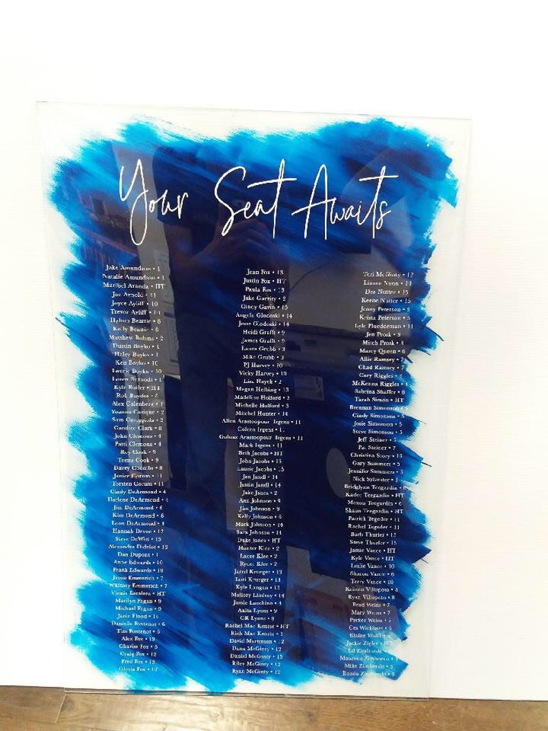 clear acrylic  seating  chart Painted and Printed acrylic seating chart  programs  menus  welcome signs