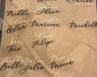 30 Laser cut place cards names - custom laser cut  names / escort card /  placecards