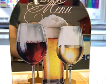 11x14 arched mirrored Acrylic Bar Menu Acrylic Sign, Cheers Acrylic Wedding Signature Cocktails Sign, beautiful Signature bar Sign