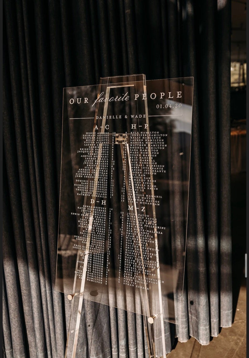 Acrylic seating chart wedding seating chart printed Etsy