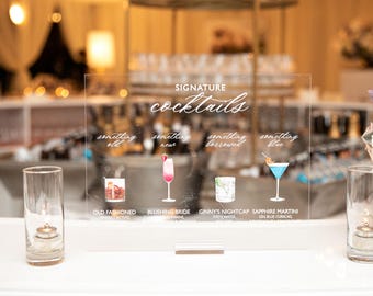 11x14 Acrylic Bar Menu Acrylic Sign, Cheers Acrylic Wedding Signature Cocktails Sign, beautiful Signature bar Sign