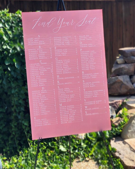 Etsy Acrylic Seating Chart