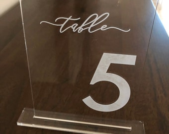 Acrylic Table Number, Table numbers, clear printed Wedding Table Number, Wedding Table Decor, Acrylic Table Sign