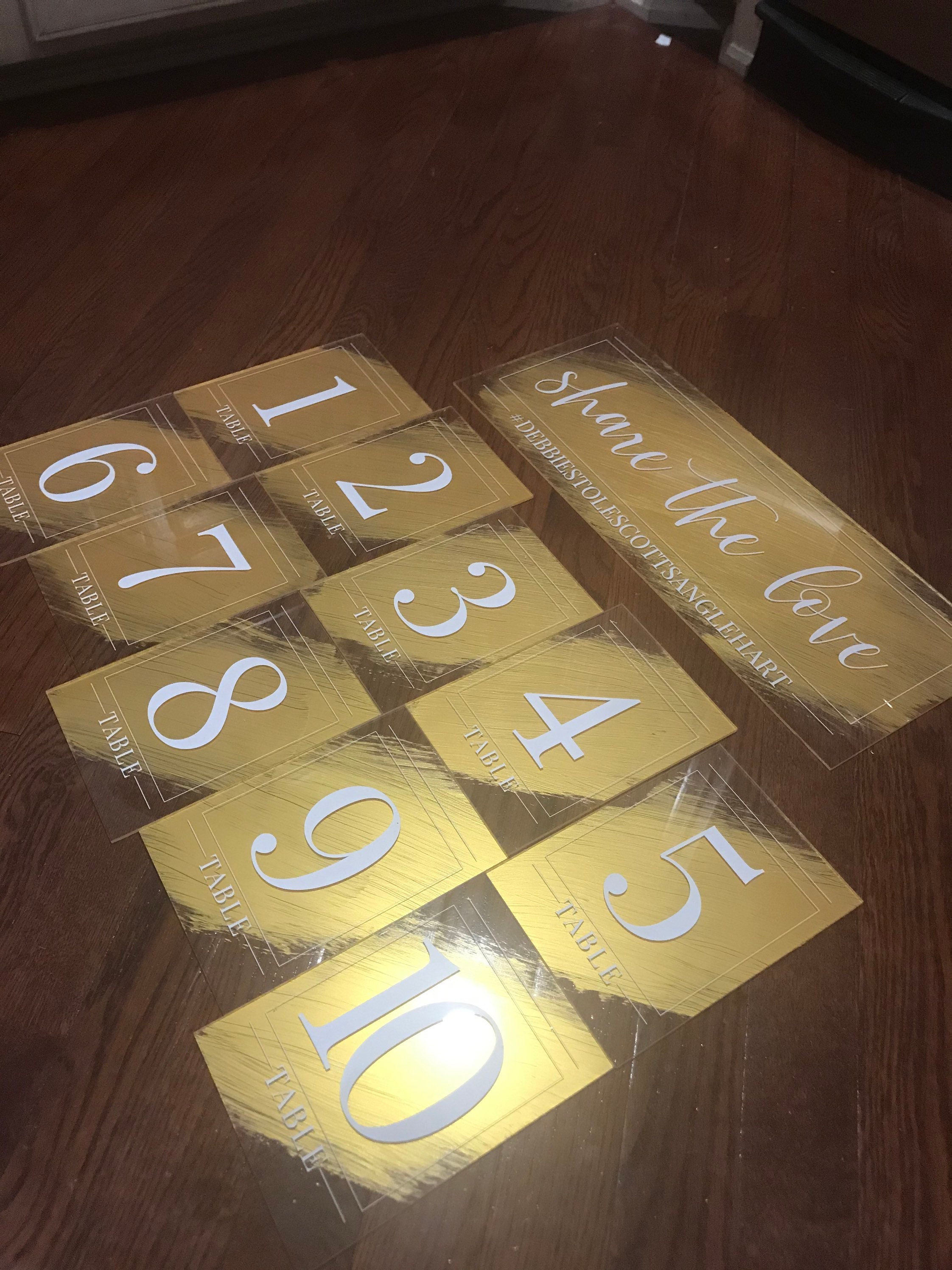 Painted Acrylic Table Number, Table Numbers, Clear Printed Wedding ...