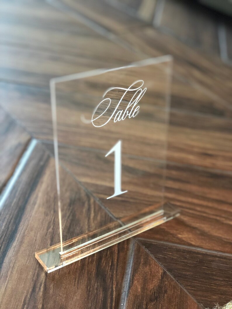 Acrylic Table Number Table Numbers Clear Printed Wedding Etsy