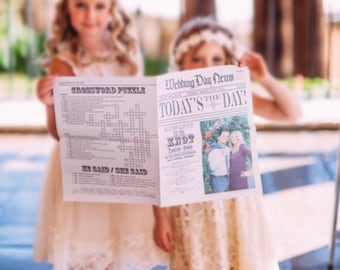 50 - Wedding Newspaper Program - printed custom 4 page wedding newspaper