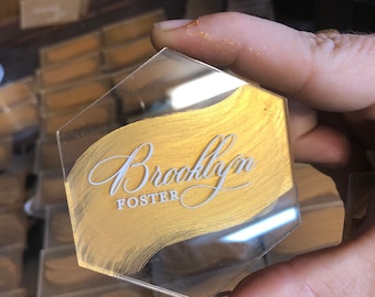 Acrylic hexagon escort cards, clear painted lucite place cards, wedding place cards, acrylic place cards, wedding place cards, acrylic names