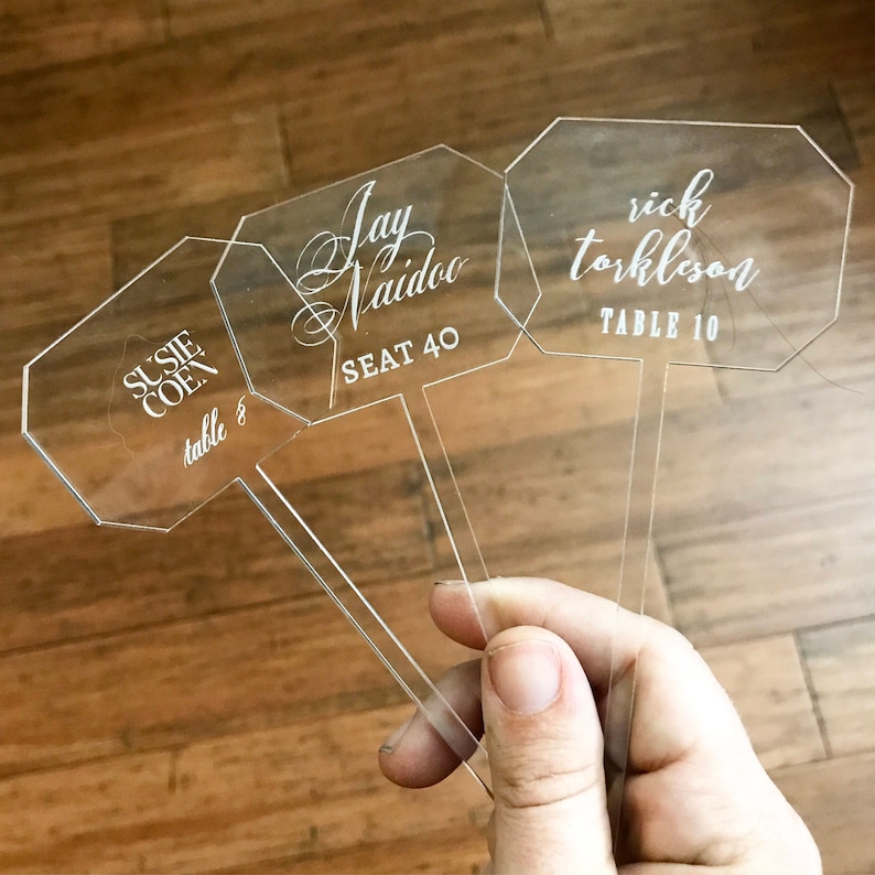 100 Acrylic Place Cards Engraved Wedding Place Cards Etsy